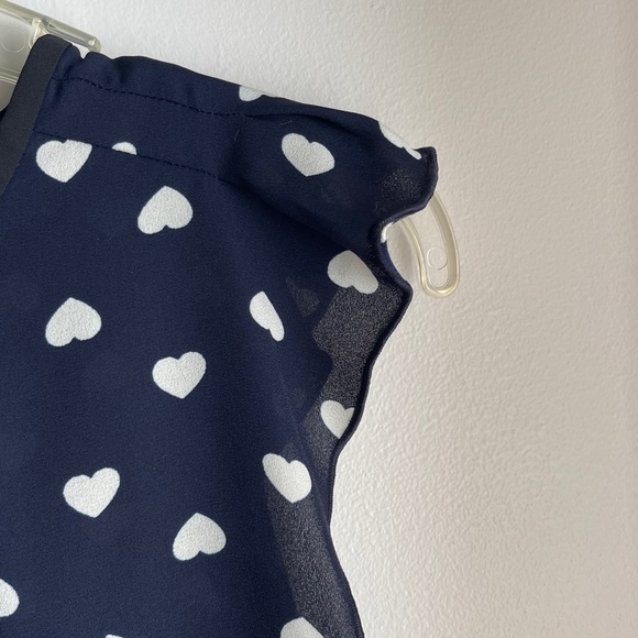 Loft Sleeveless Navy Blouse with White Hearts Medium - Picture 3 of 6
